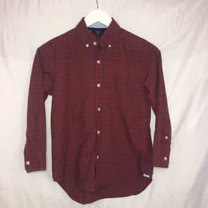 Gap Kids Red and Green Plaid Button down shirt 8